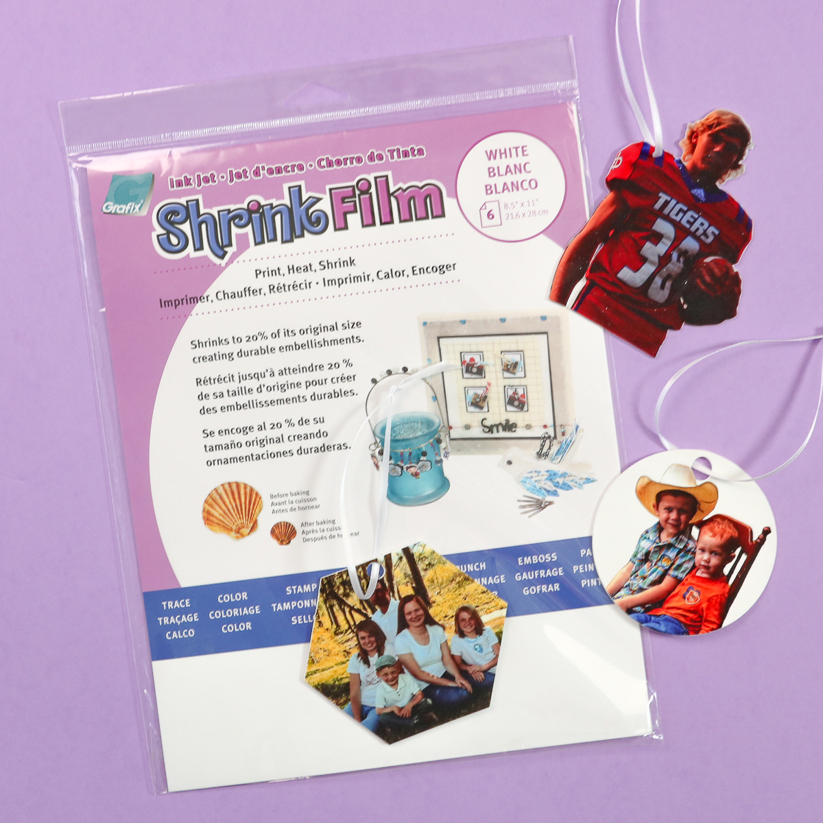 Grafix Shrink Film, Transparent Plastic,Color,Cut and Shrink It to create  jewelry,embellishments,tags & ornaments. Shrink plastic is for kids of all