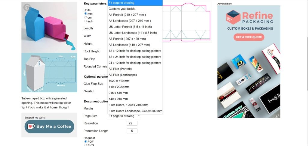 sizing a box template to work in a cricut