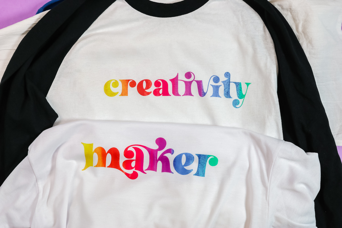 rainbow creativity shirt printed on 50% Polyester shirt