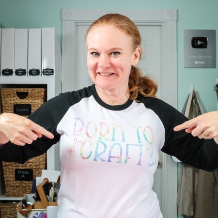 angie holden wearing born to craft shirt
