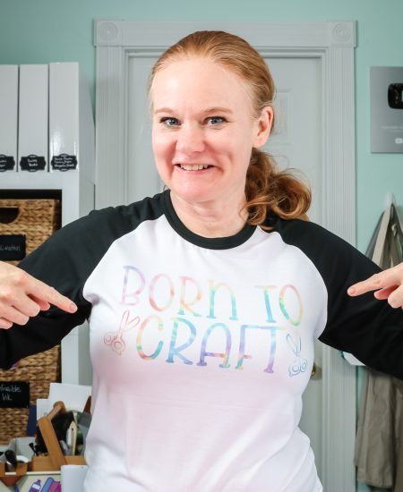 angie holden wearing born to craft shirt