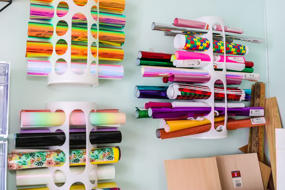 ikea bag holders to store vinyl