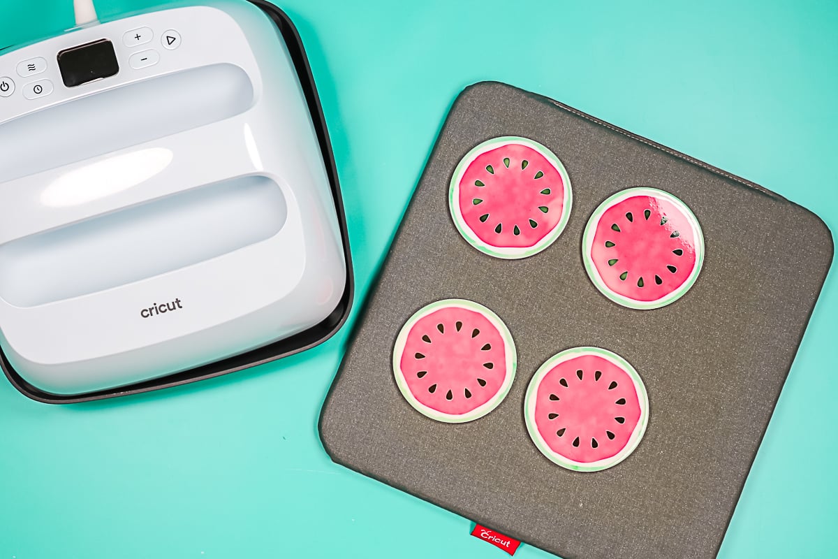 watermelon coasters made with a cricut