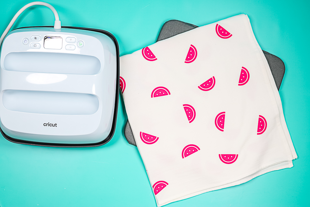 watermelon tea towel made with a cricut