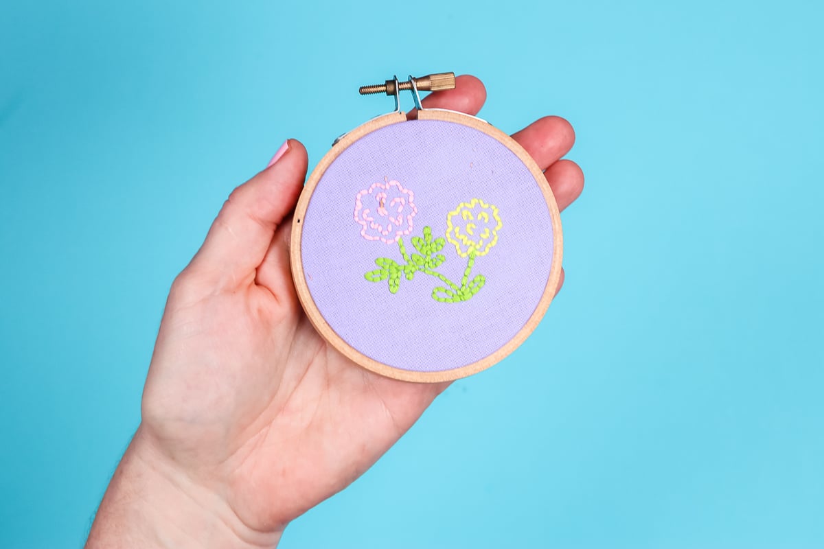 completed embroidery hoop art