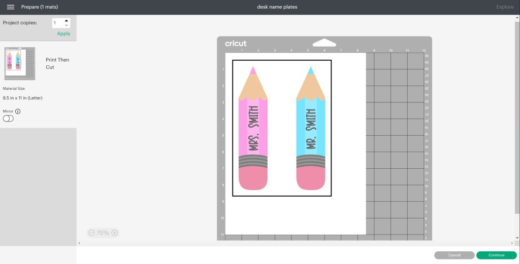 printing sublimation in cricut design space