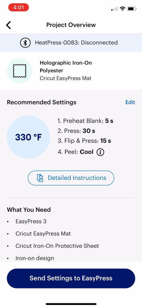 sending settings to easypress 3 from app