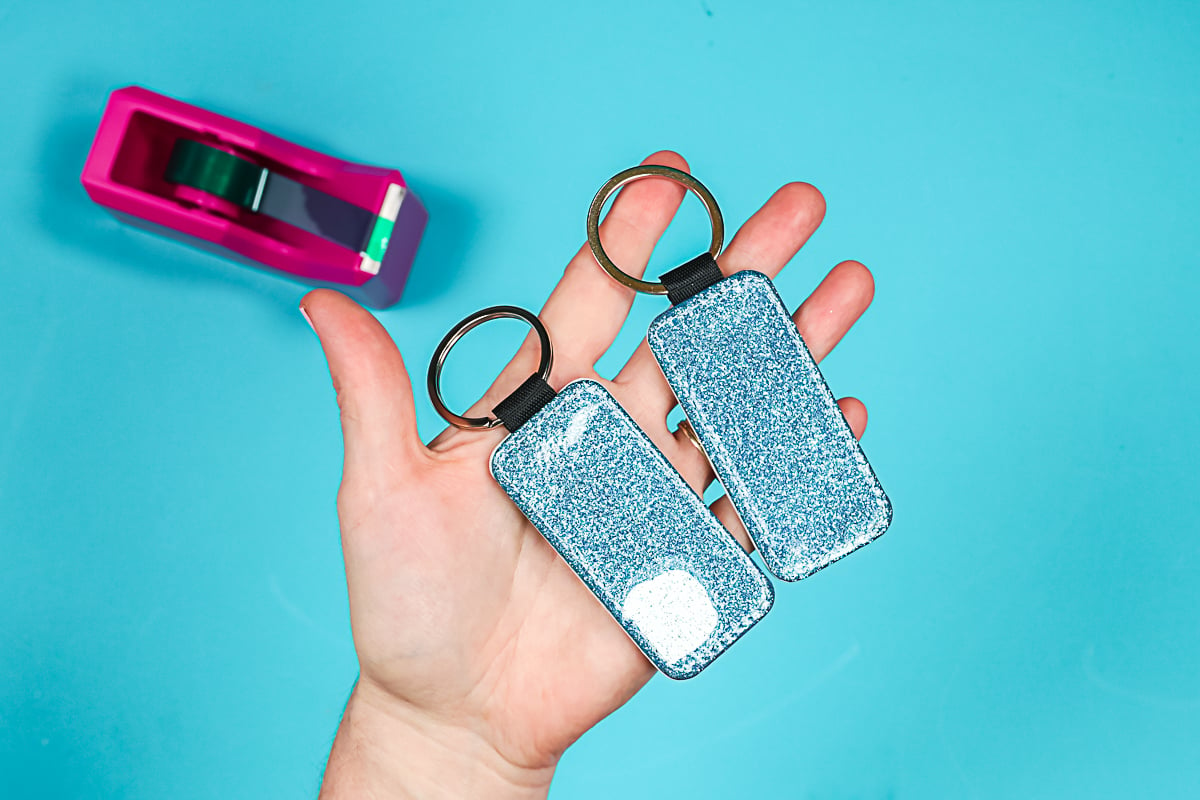 glitter back on sublimation keychains