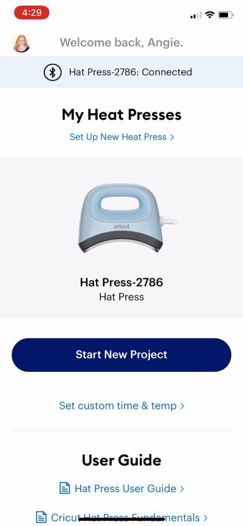 using the hat press from cricut with the app