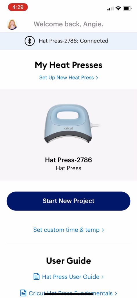 using the hat press from cricut with the app