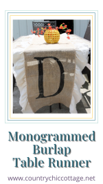 Monogrammed Burlap Table Runner - Angie Holden The Country Chic Cottage