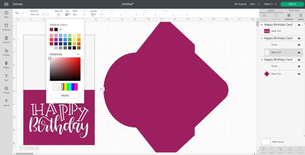 changing colors in cricut design space