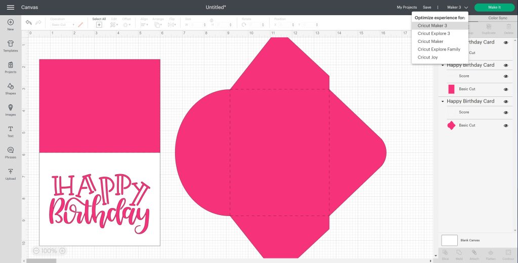 changing machine type in cricut design space