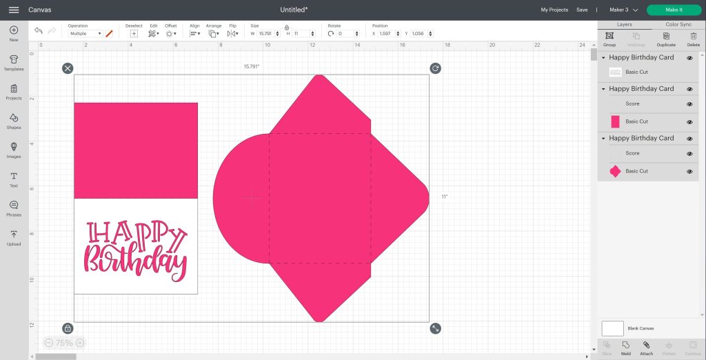 changing size in cricut design space