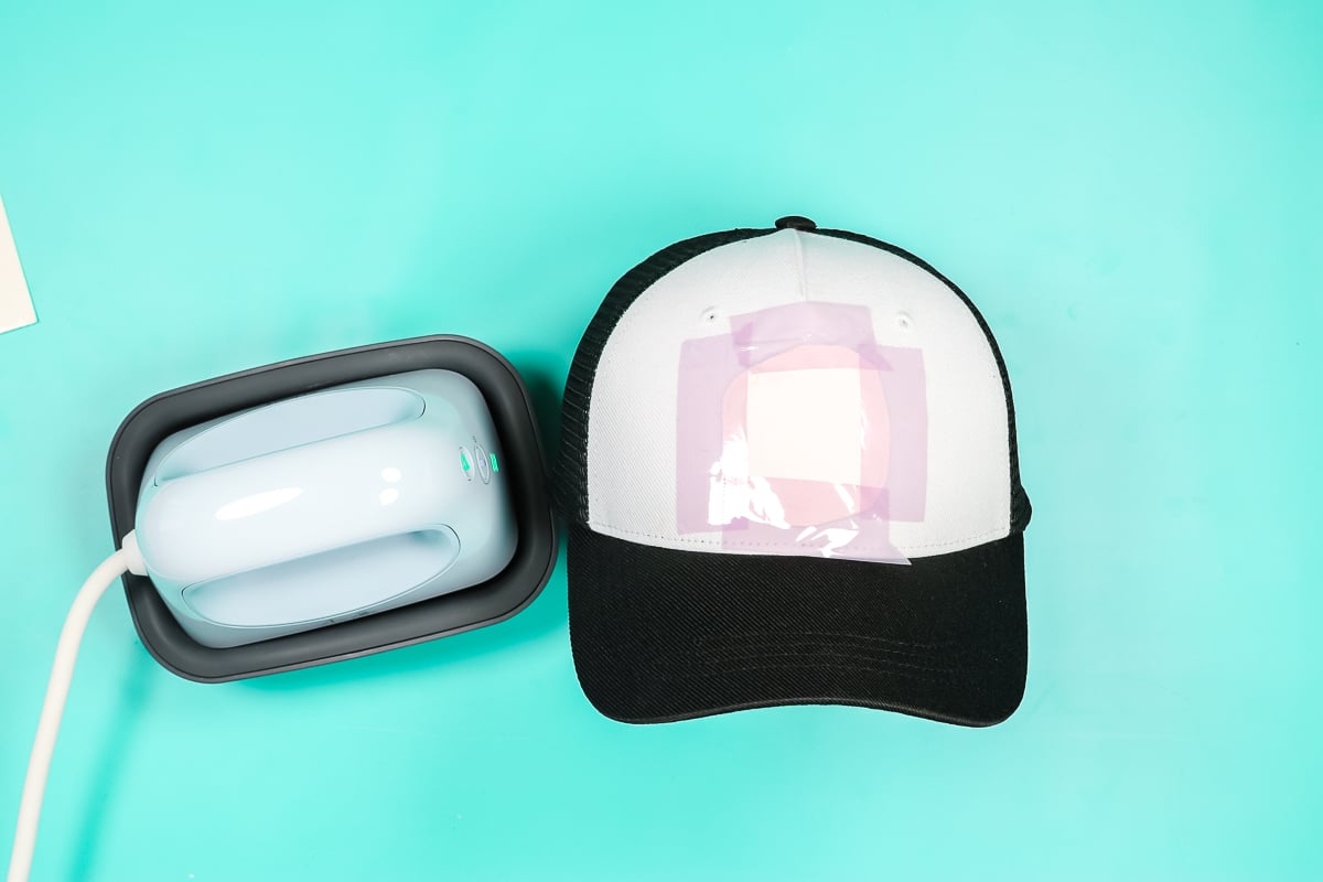 taping sublimation design to a hat