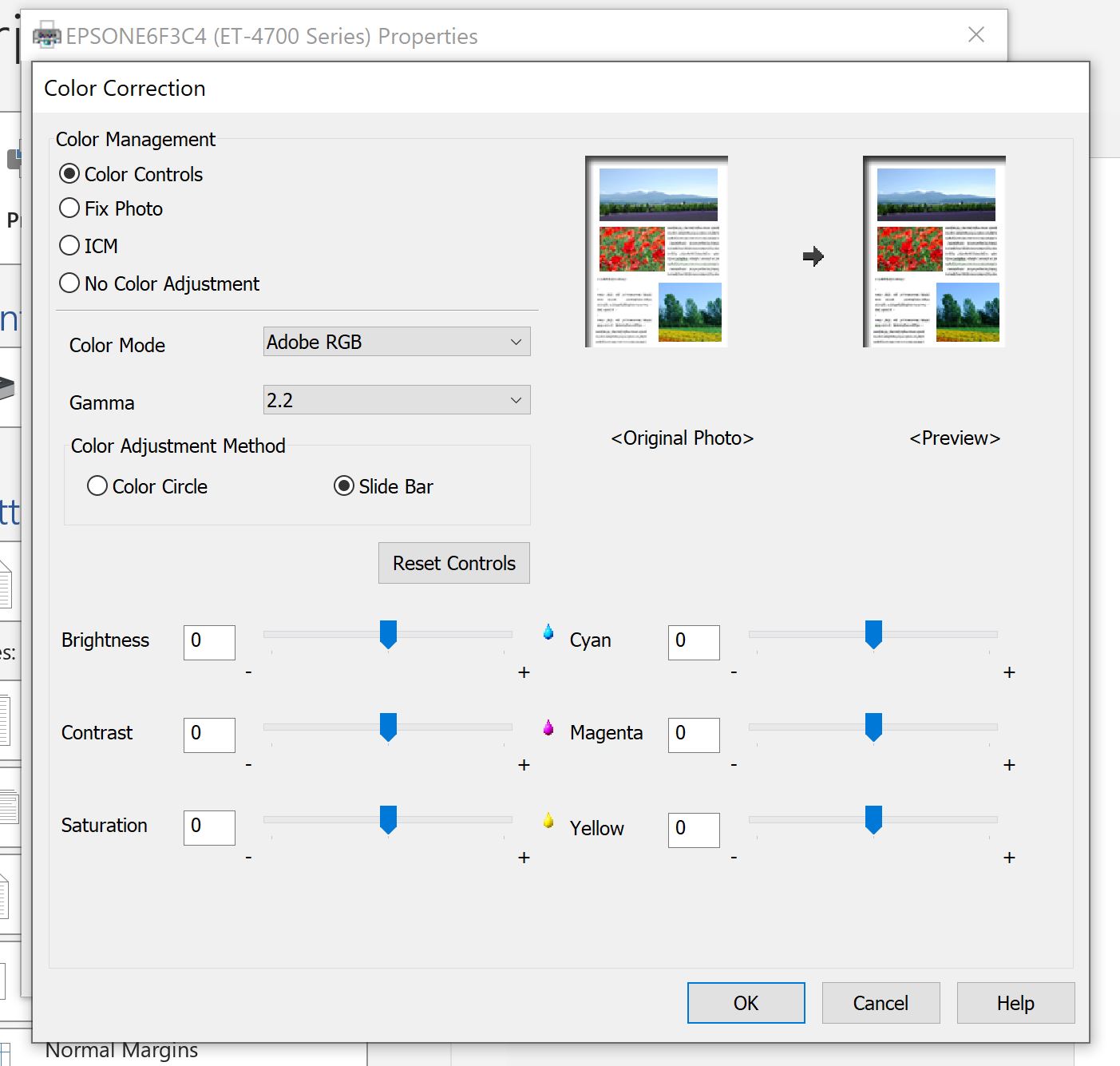 manual color correction for epson ecotank