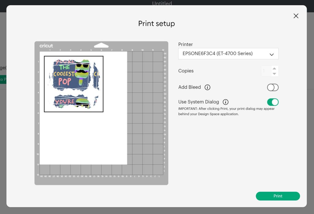 printer setup in cricut design space