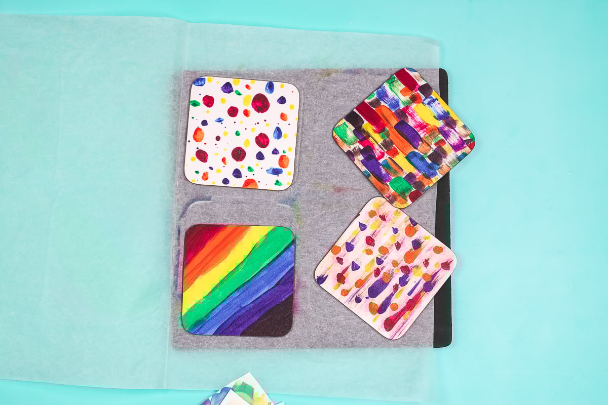 sublimation coasters with various painting techniques