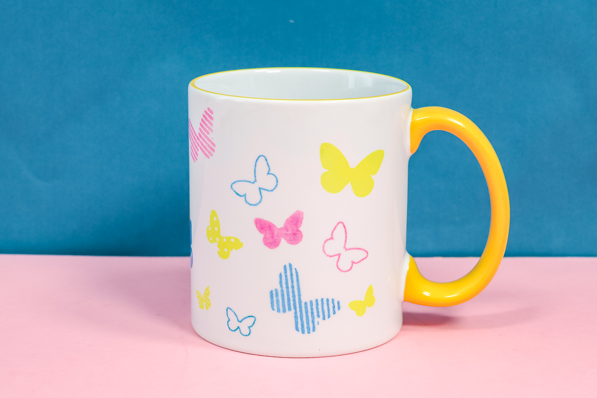 butterfly mug with sublimation stamps