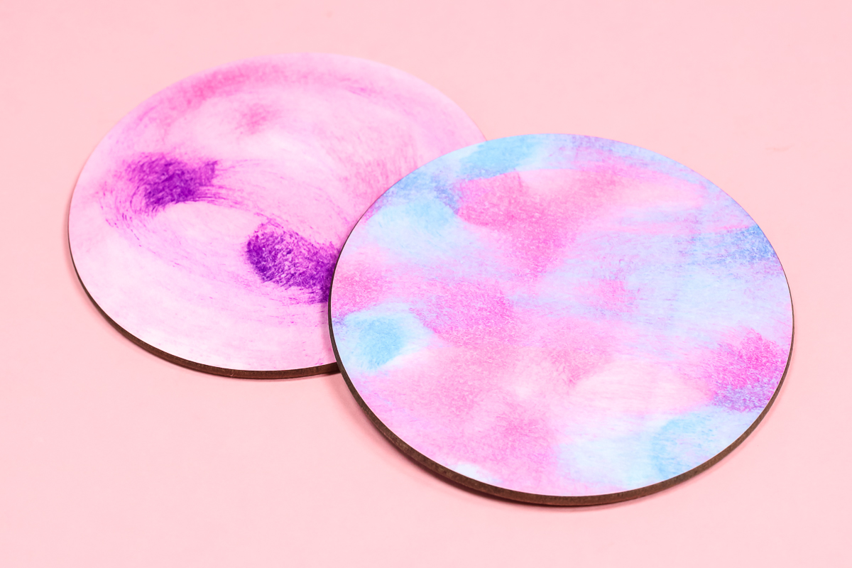 coasters with watercolor sublimation ink design