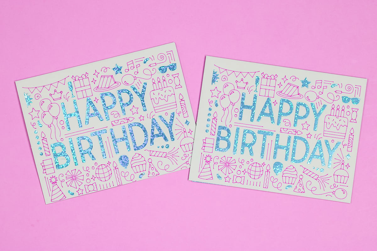 Two happy birthday Cutaway Cards completely finished.