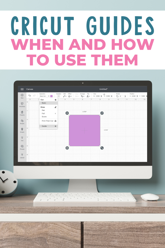 Design Space Cricut Guides on canvas screen