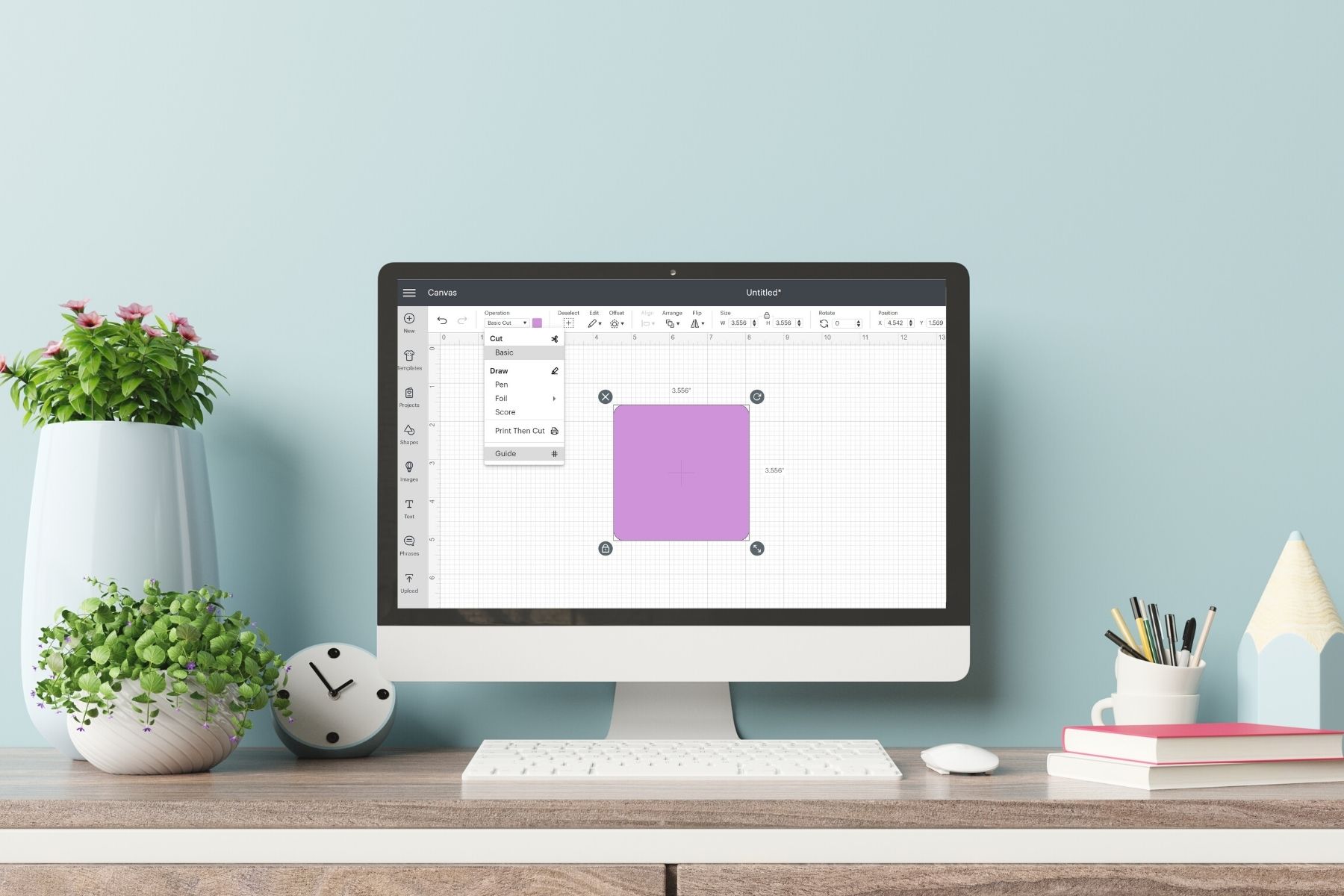 Cricut Design Space Guides - desktop computer showing Guides.