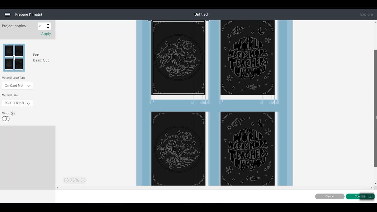 making multiple cards with cricut