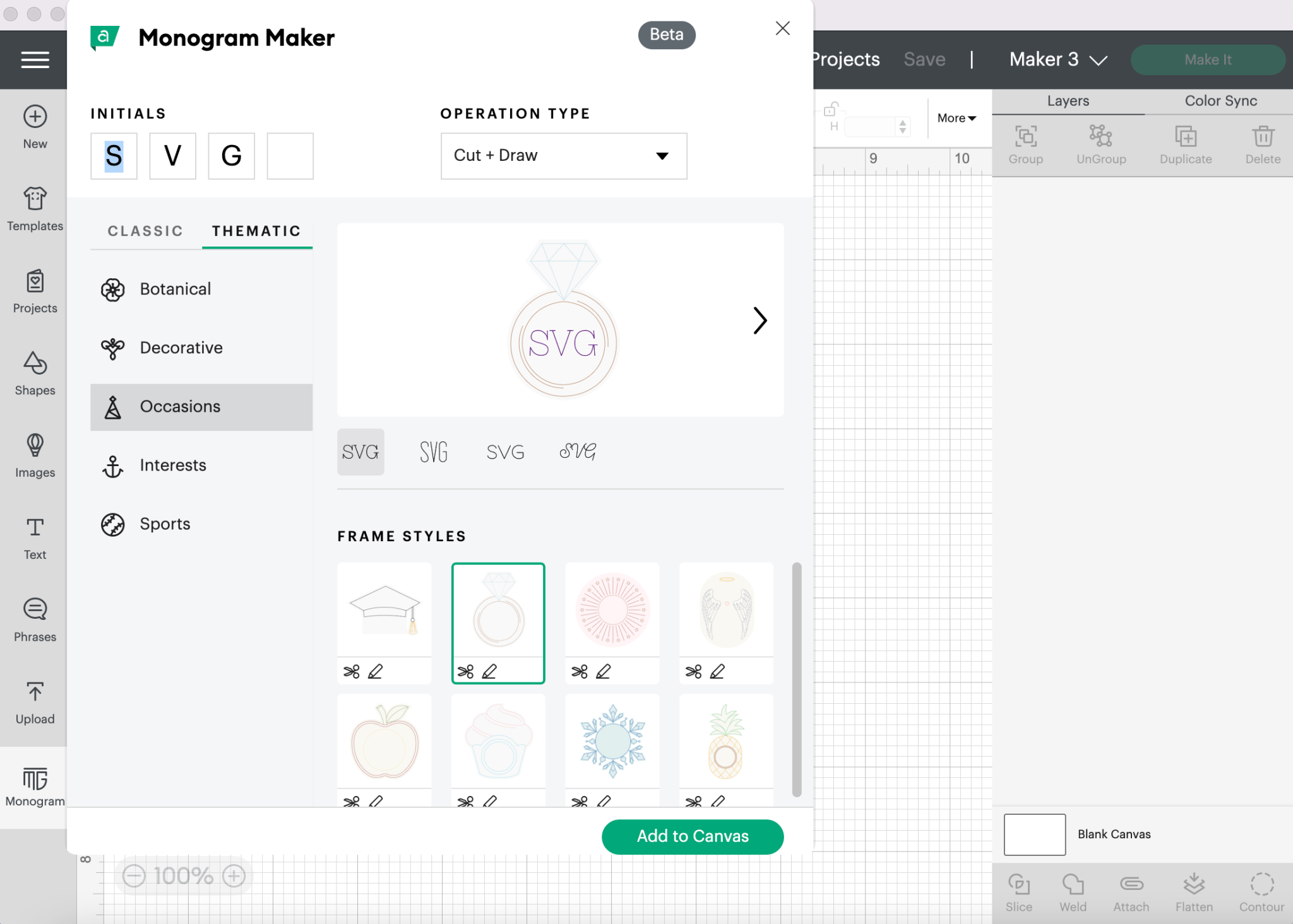 Cricut Monogram Maker Operation Type