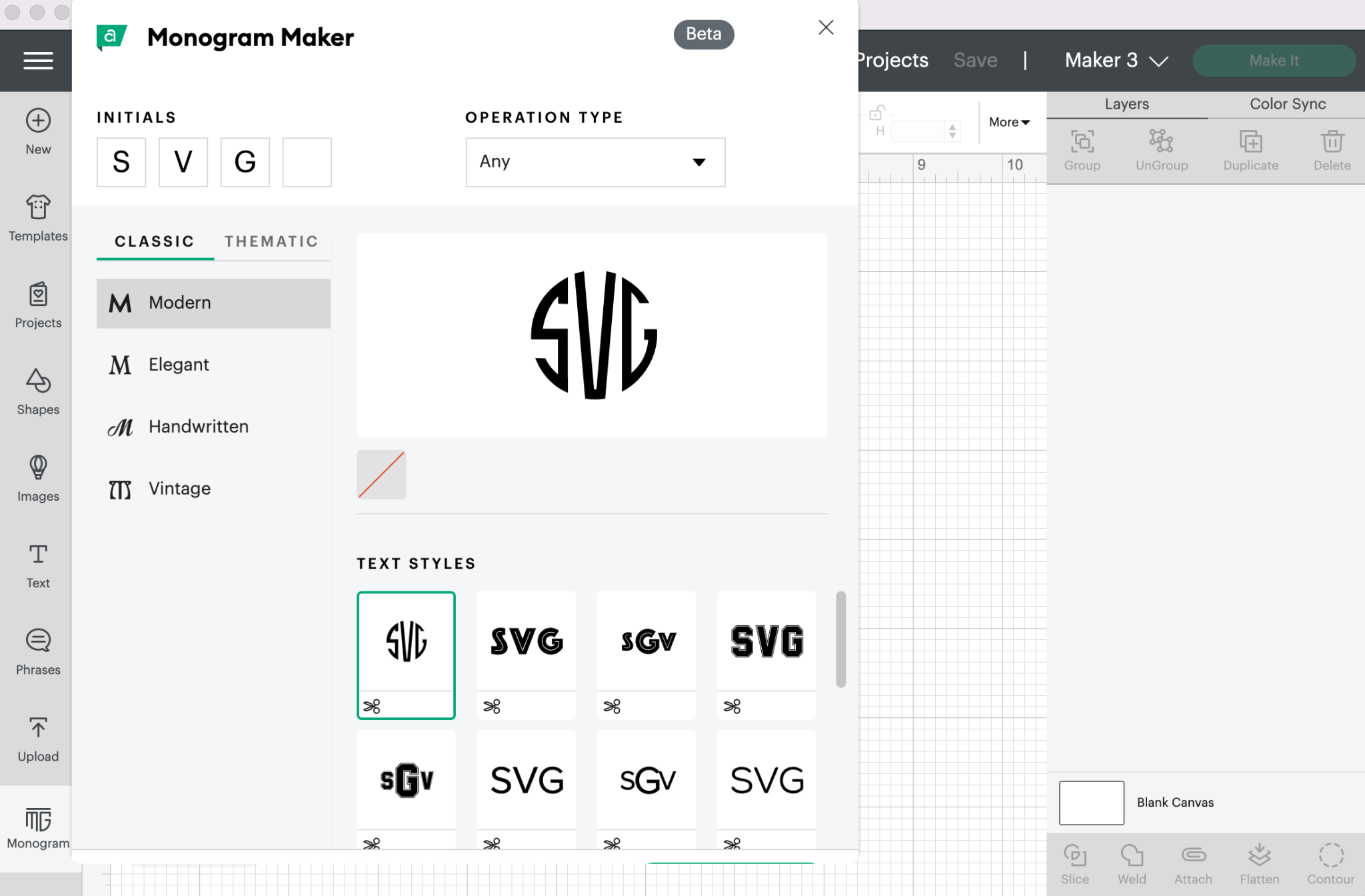 cricut monogram maker with initials