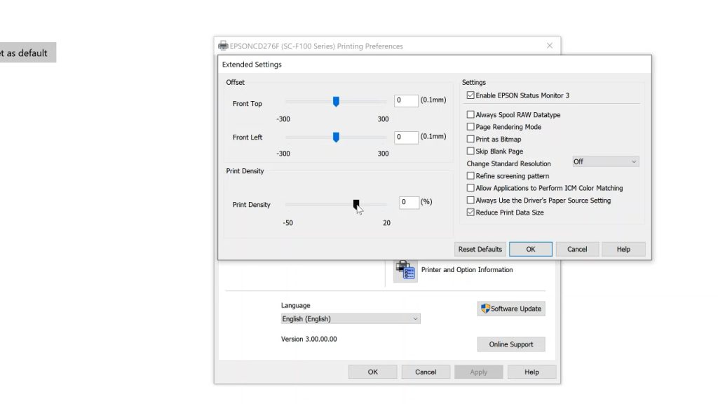 adjusting print density epson f170