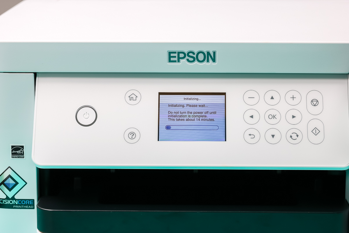 Epson SureColor F170 display screen.