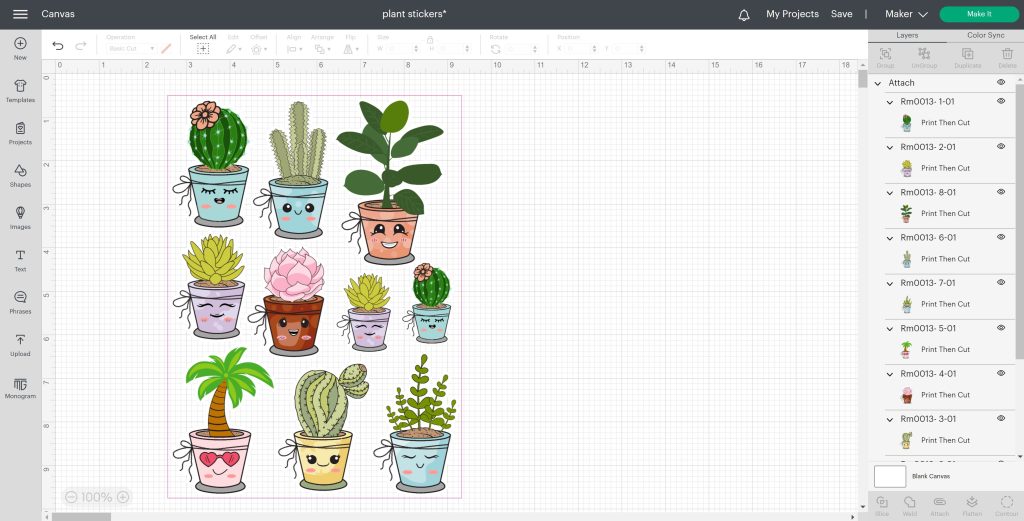 making a sticker sheet in cricut design space