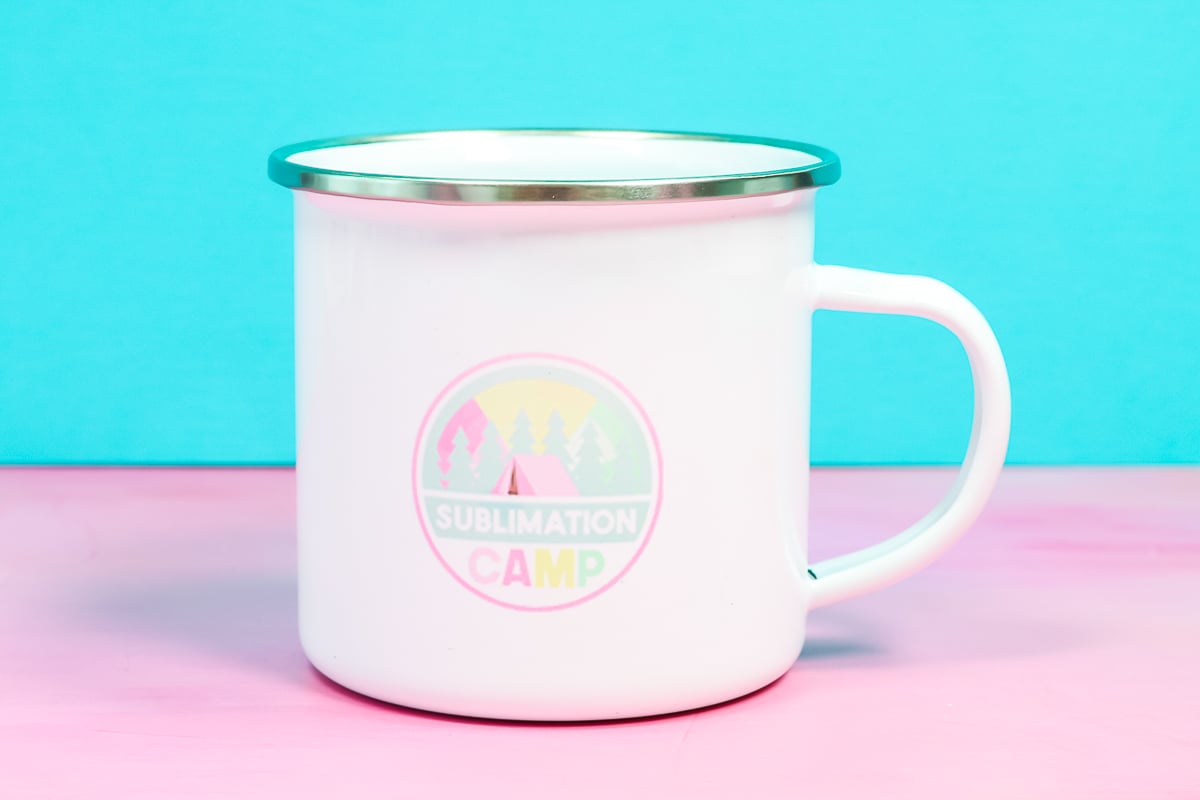 Small camp mug sublimated with Cricut Mug Press