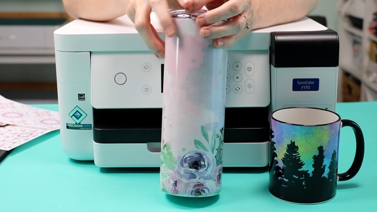 Sublimation tumbler, full floral wrap.