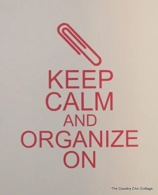 Keep calm and organize on vinyl sign 