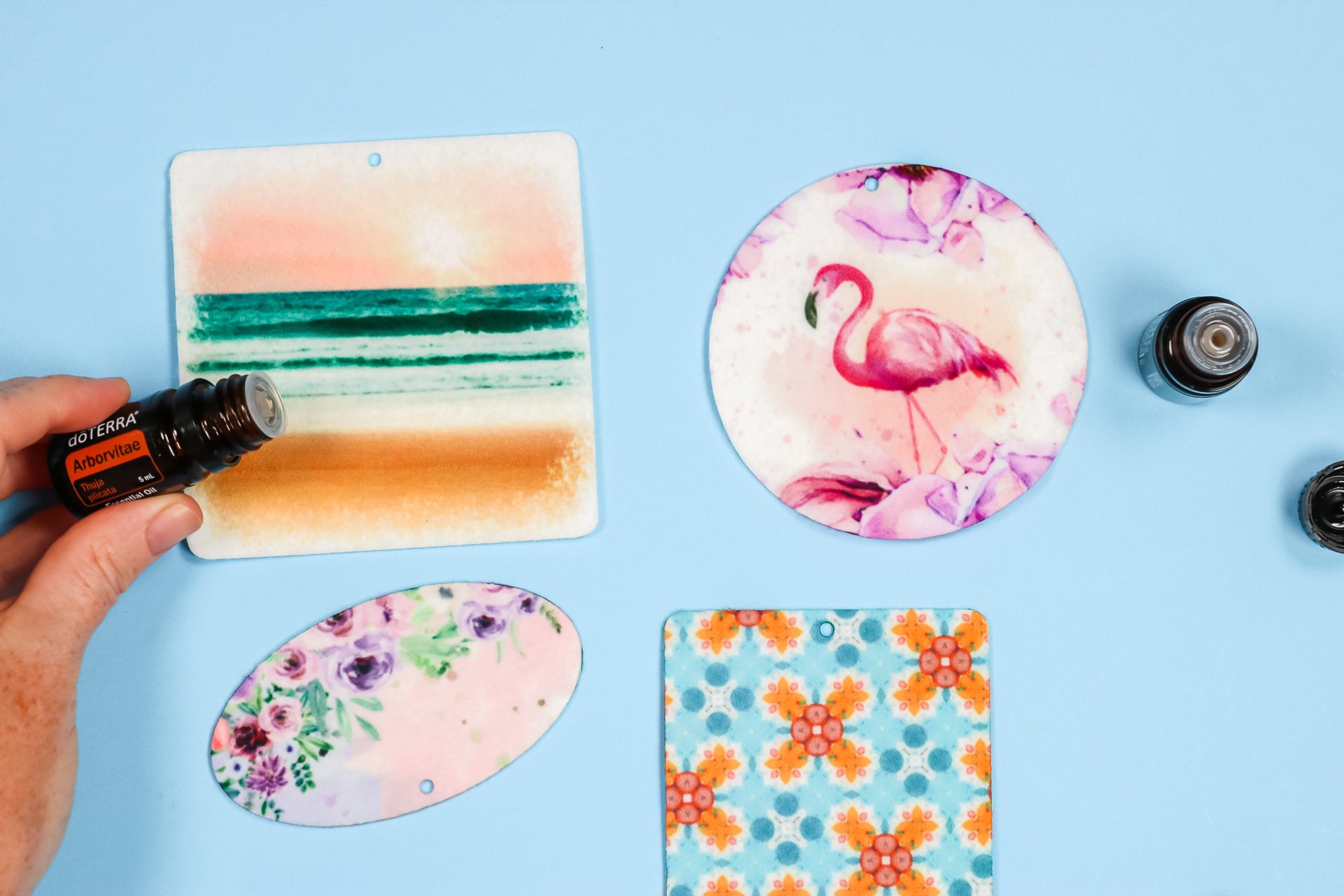 Applying fragrance to sublimation air fresheners.