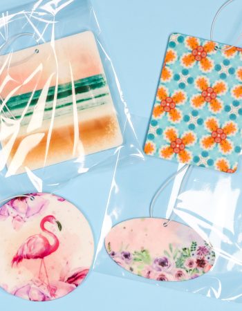 Complete and packaged sublimation air fresheners.