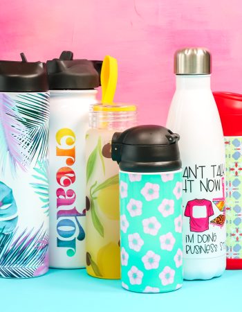 Collection of completed sublimation water bottles.