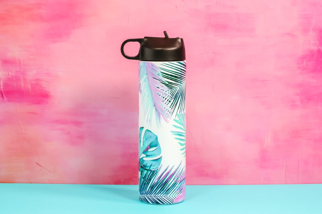 Palm leaf sublimation water bottle.