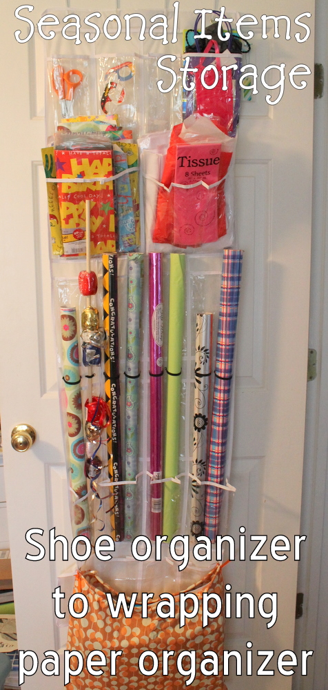 Over the door gift wrap organizer.