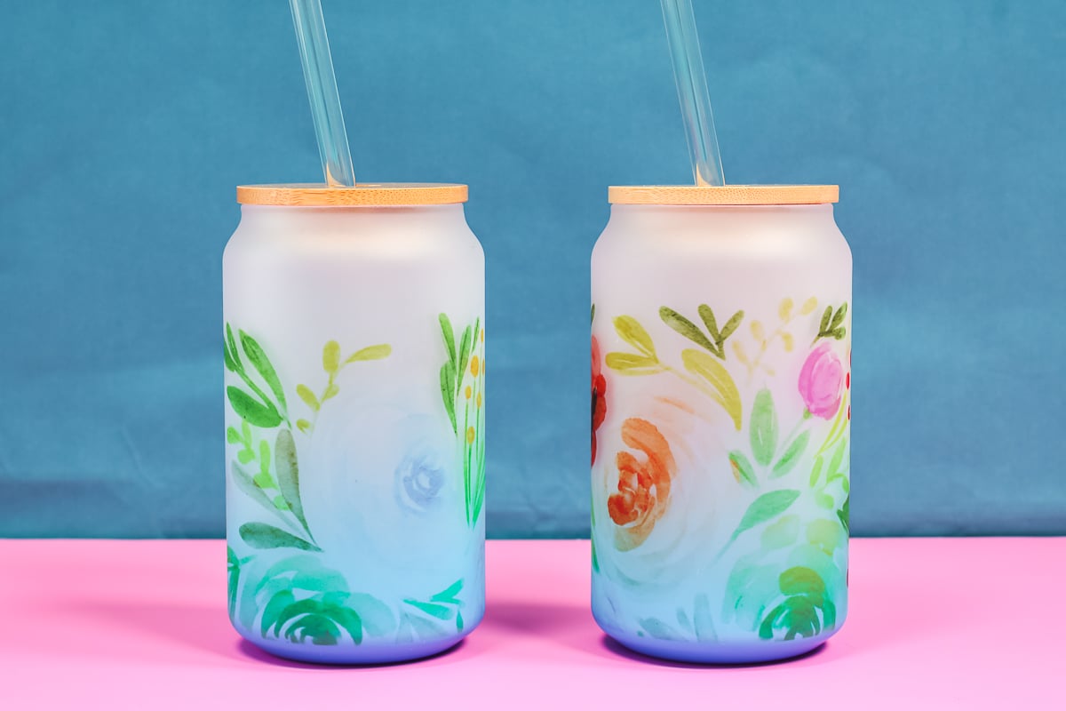 Full wrap floral sublimation jar.