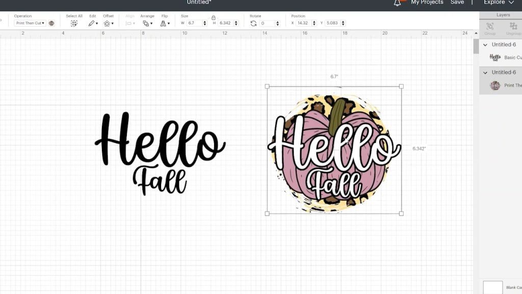 Final layers in cricut design space