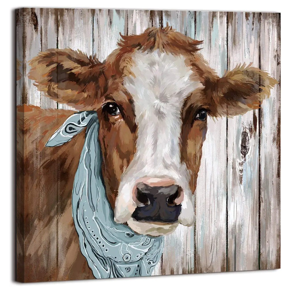 farmhouse style cow canvas