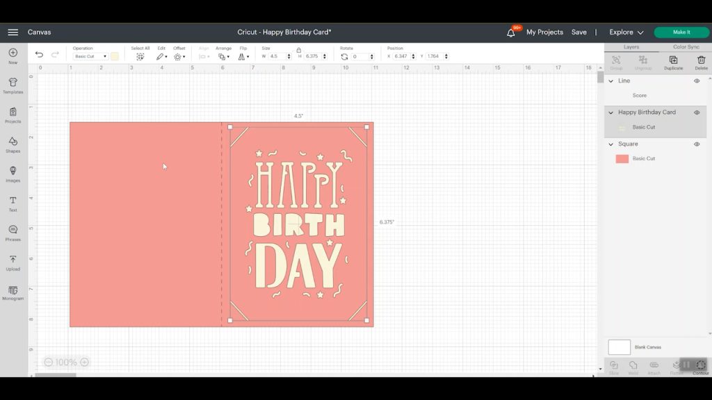 card design in cricut design space