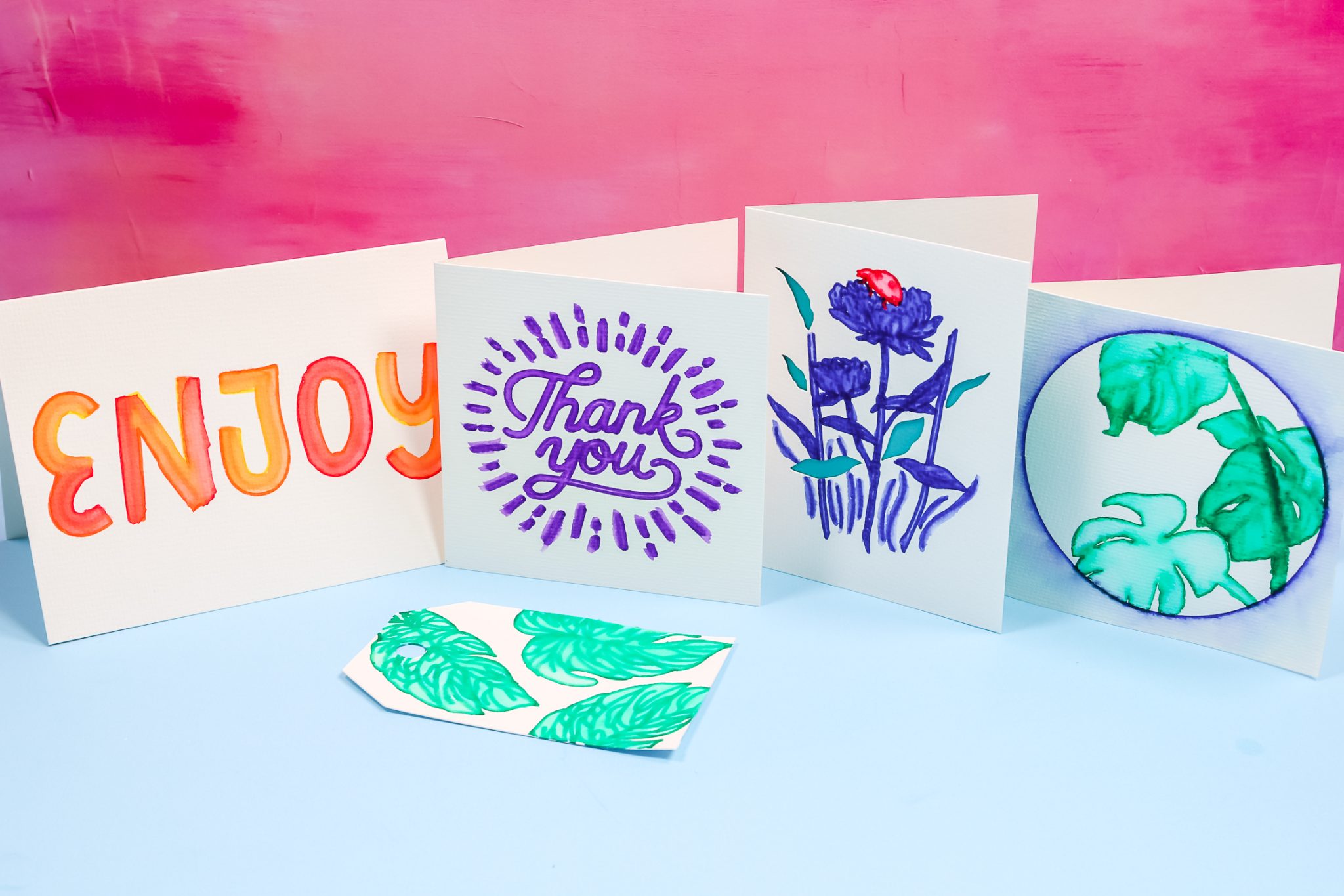 Cricut watercolor markers and cards projects.