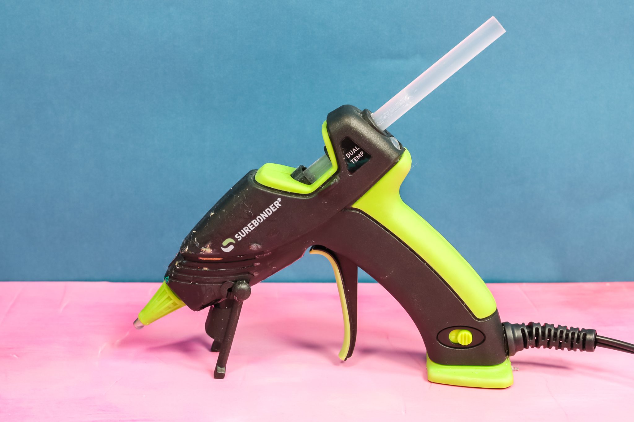 Surebonder green and black glue gun.