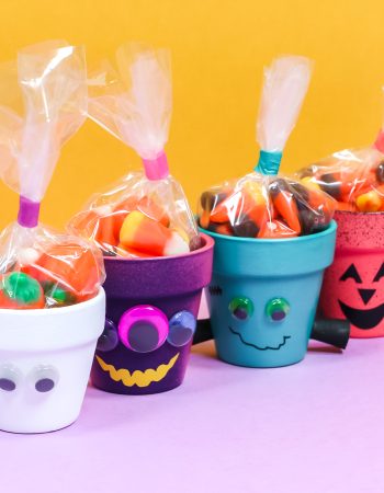 clay pots decorated for halloween
