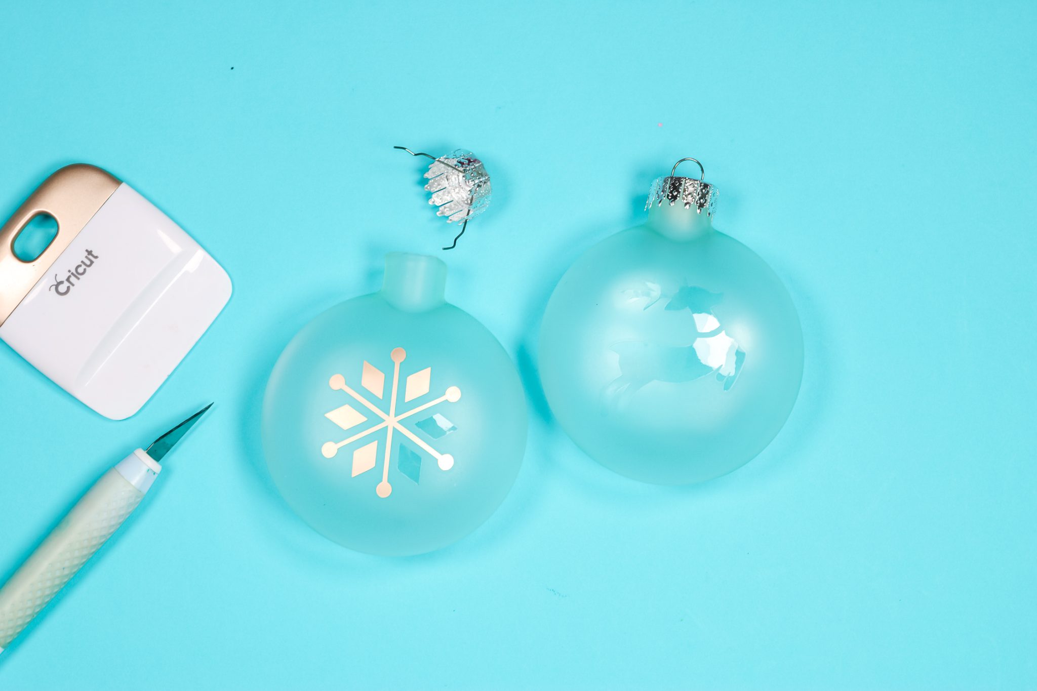frosted glass ornaments after spray painting