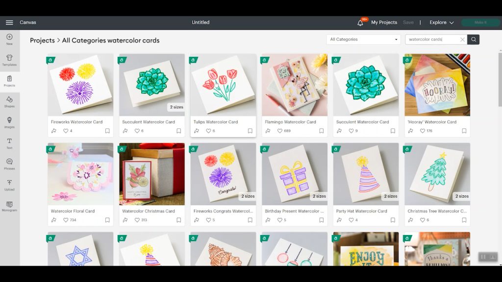 watercolor projects in cricut design space
